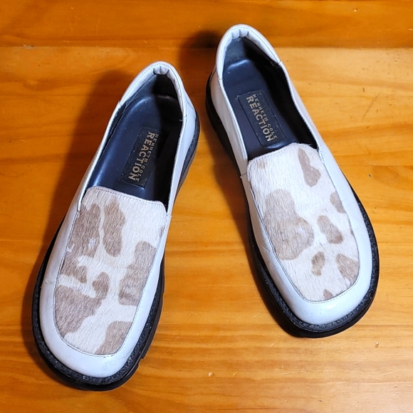 Kenneth Cole Leather & Hair Slip On Loafers - Picture 1 of 12